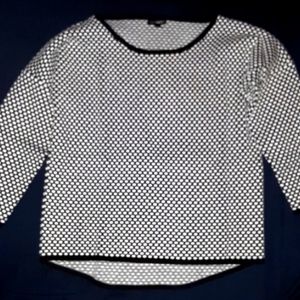 Express Black White Polka Dot Top Medium